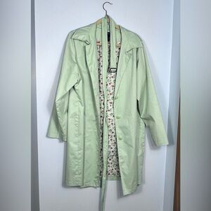 Charter Club Mint Green Women's Trench Coat with Floral Lining